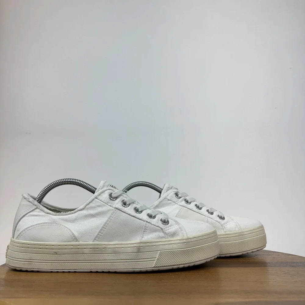 New Womens Blowfish Malibu Super Smile White Patchwork Platfrom Sneakers Size 10